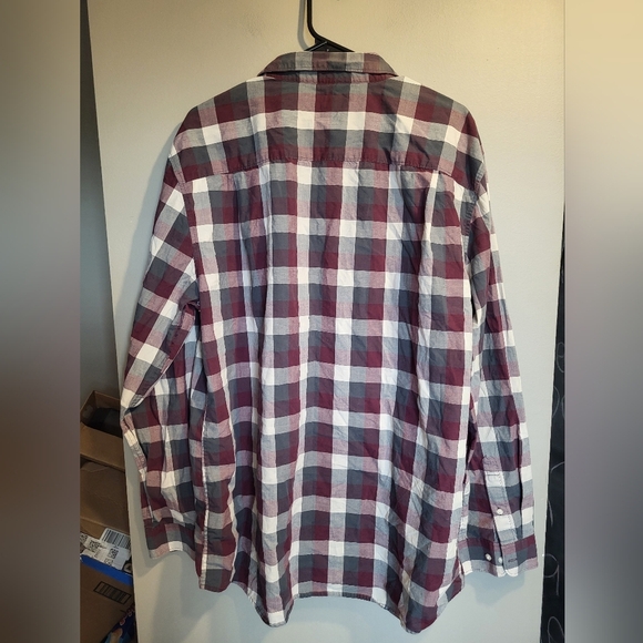 Denver Hayes Burgundy and White Plaid Shirt, Size 2XL - Picture 2 of 4